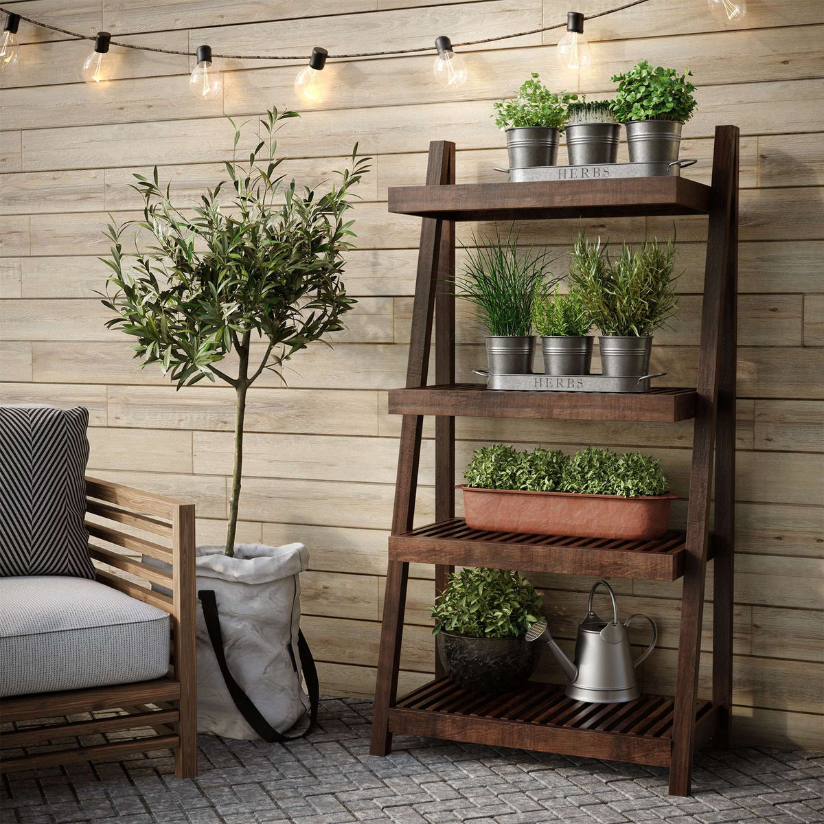Galvanized Herb Garden Planter Set with Tray Set of 3 R72581