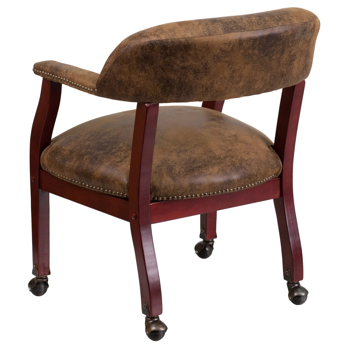 Brown Microfiber Executive Office Chair with Nailhead Trim and Wheel Casters X970610