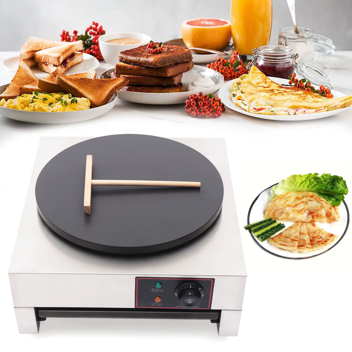 1.7KW Commercial Electric Crepe Maker Nonstick Griddle Z43317