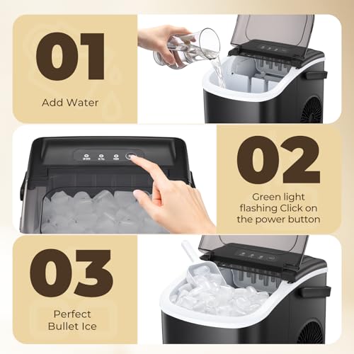 Portable Countertop Ice Maker with Carry Handle, Black, Green S979