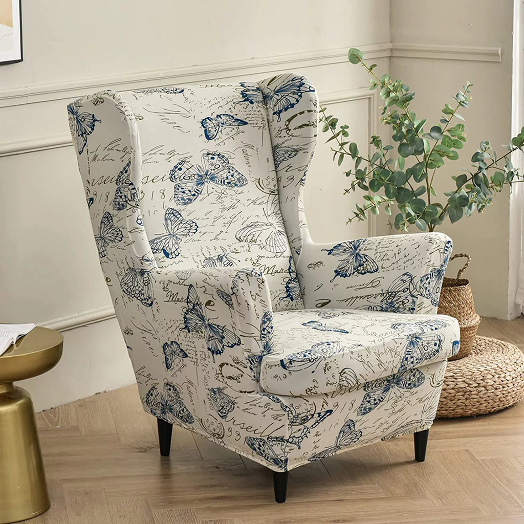 2-Piece Stretch Wingback Chair Slipcovers F4660