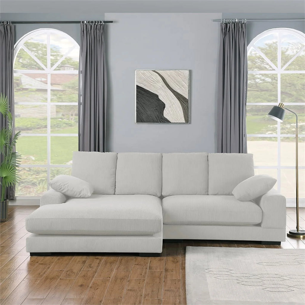 Cream Corduroy Convertible Sofa R53836