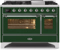 48 Dual Fuel Propane Gas Range Emerald Green Chrome Trim W5613