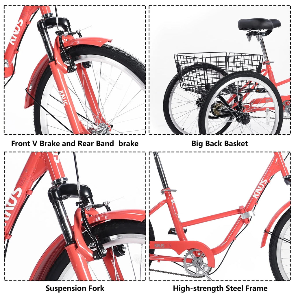 Black 3 Wheel Adult Folding Tricycle with Large Basket S369