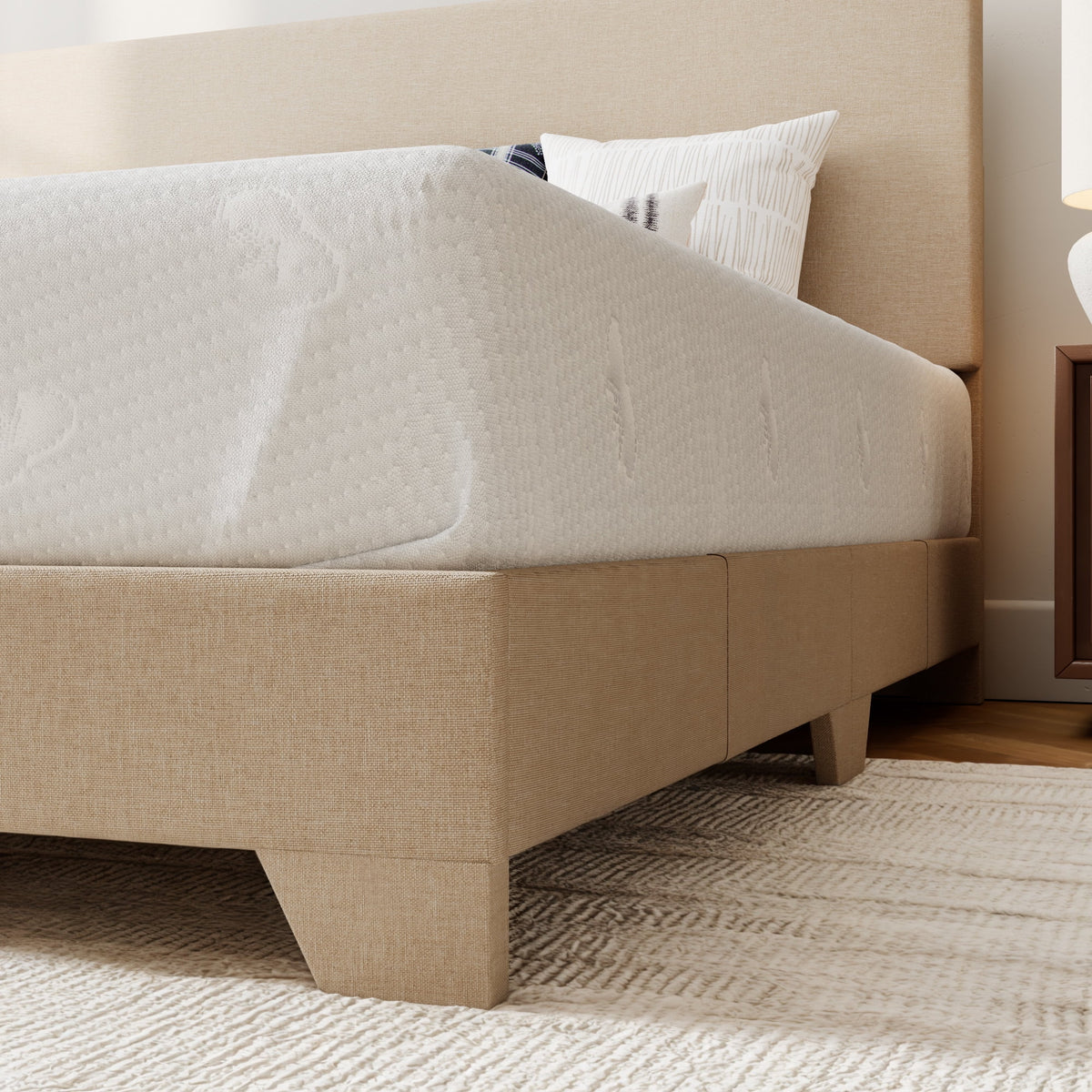 Queen Upholstered Platform Bed Frame with Adjustable Headboard T104