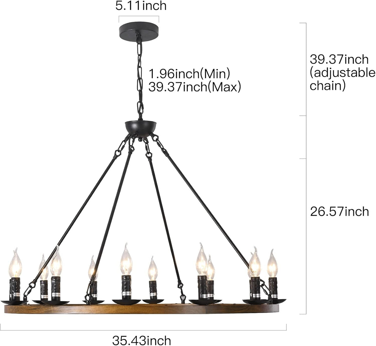 12-Lights Wagon Wheel Chandelier A633588