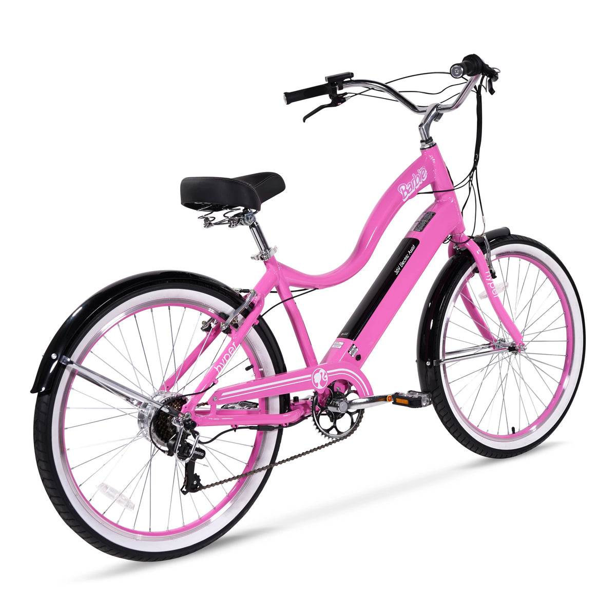 36V Electric Cruiser E-Bike with Pedal-Assist, 250W Motor, Pink T95514