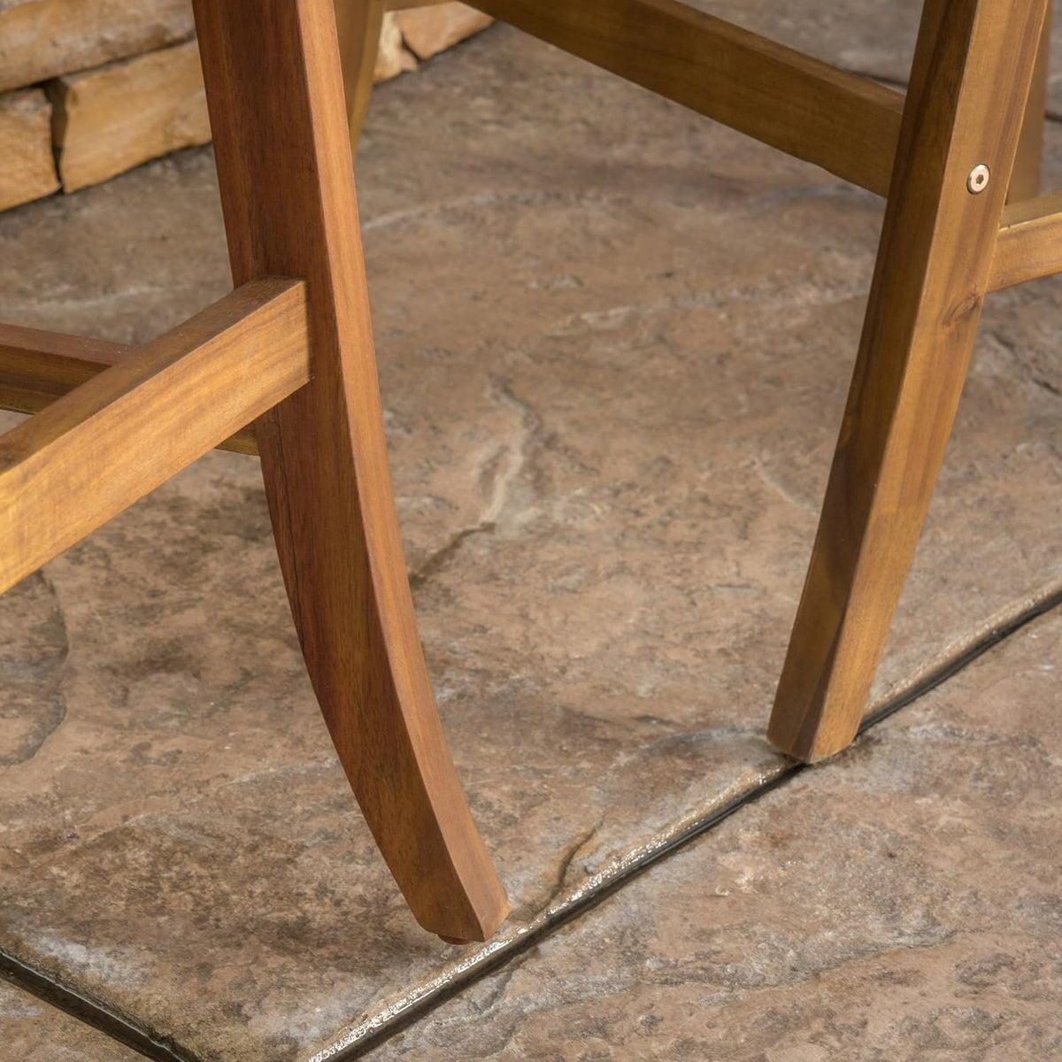 Acacia Wood Outdoor Barstools, 4-Pcs Set Q3899