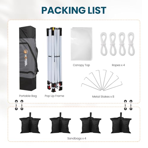 10x20 Pop Up Canopy Tent with 6 Sidewalls, Wheeled Bag & 4 Sandbags, White K4315