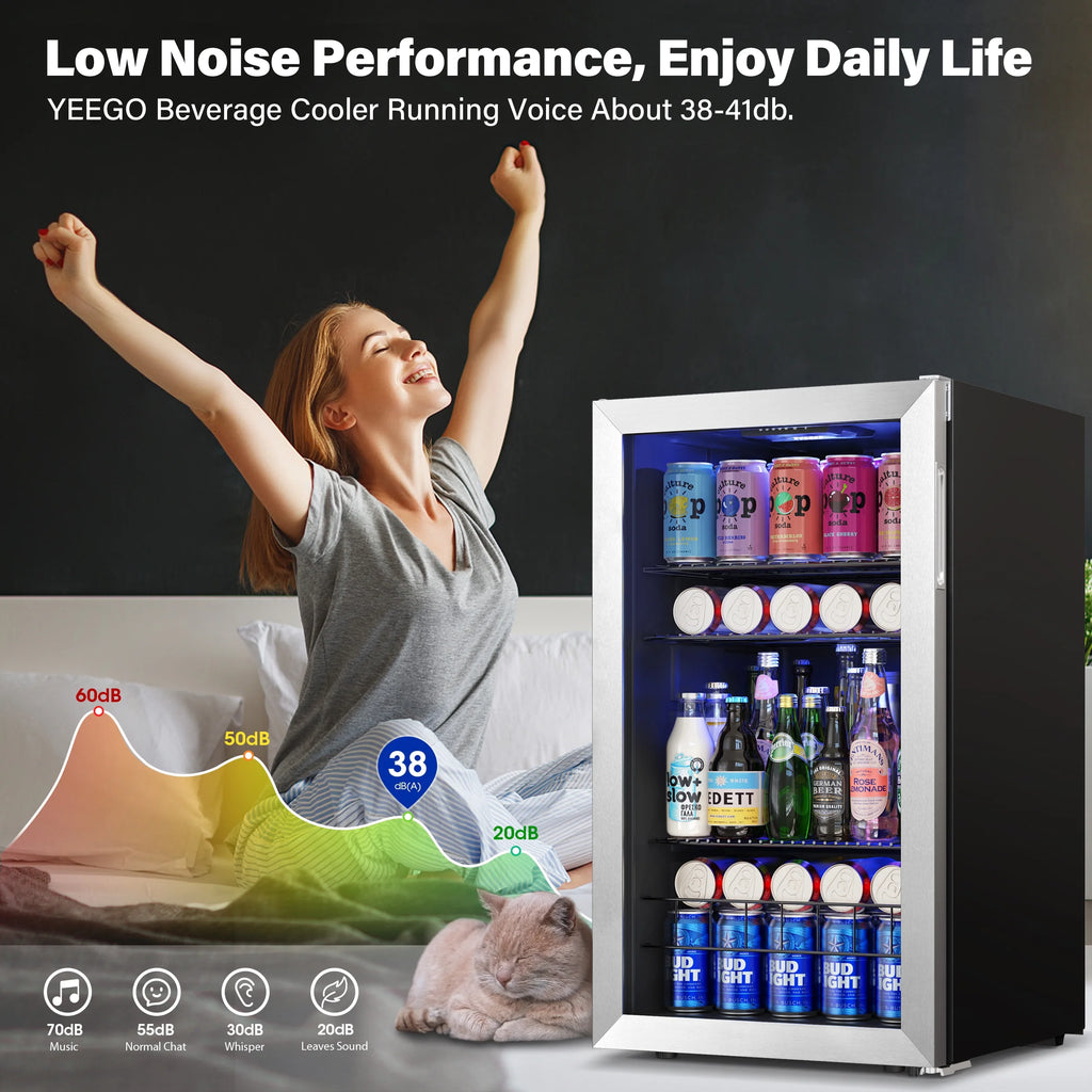 102-140 Can Freestanding Mini Drink Fridge with Glass Door M8233