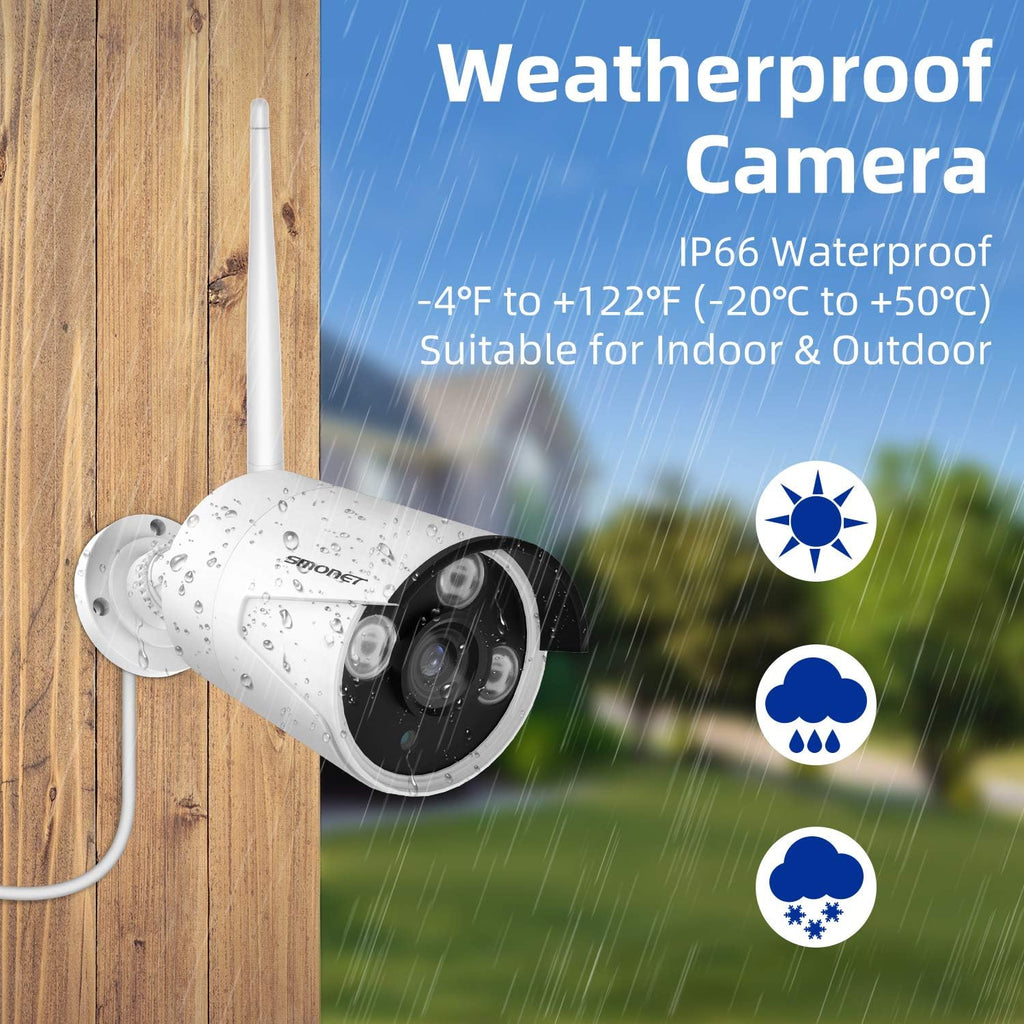 Wireless Security Camera System with 12” Monitor 2TB Hard Drive 8 Channel 4pcs 1080P Indoor Outdoor IP Cameras Night Vision W5705