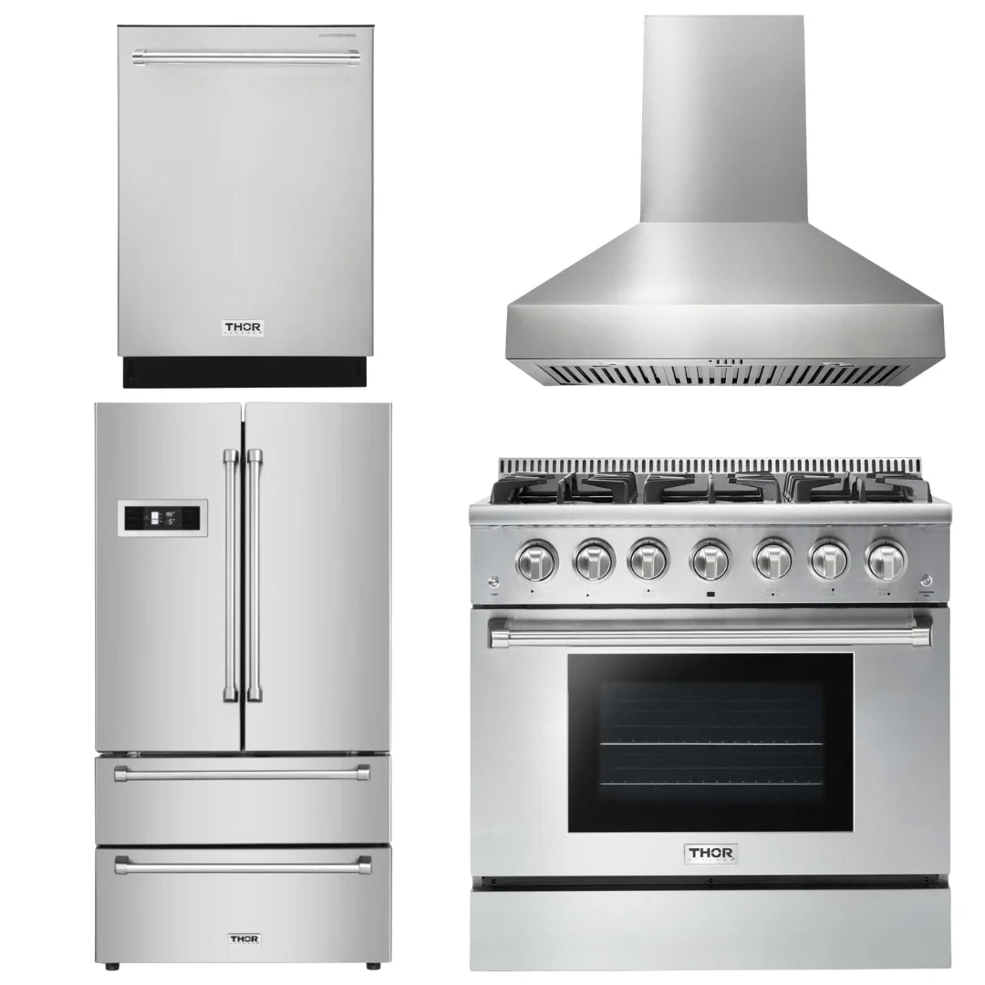 36 Gas Range, Range Hood, Refrigerator, Dishwasher U502422