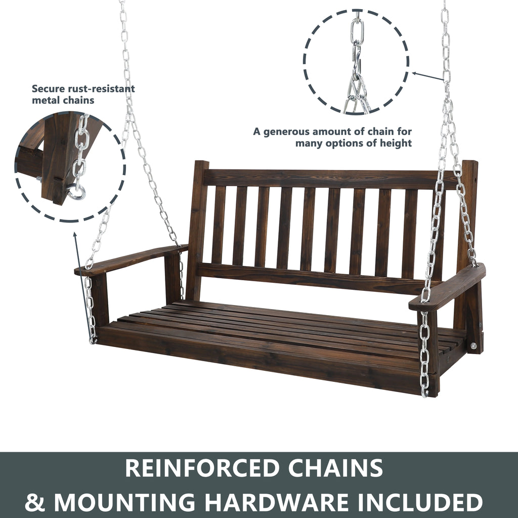 Wooden Porch Swing 4ft with Chains 2-person Swing Bench O609