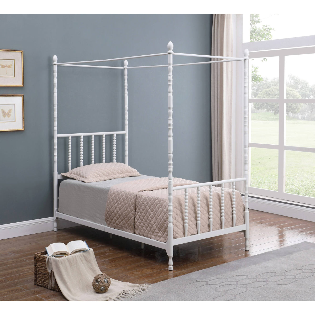 White Twin Canopy Bed B256753