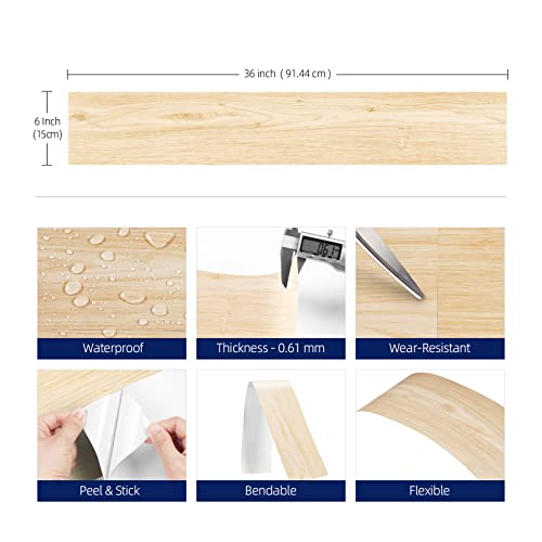 6"x36" 15 Sheets Peel and Stick Waterproof Wood Vinyl Floor Tile C9184