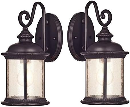 Barnwood Finish Clear Glass Outdoor Wall Fixture 2 Pack P588249