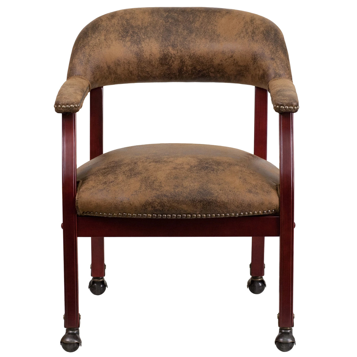Brown Microfiber Executive Office Chair with Nailhead Trim and Wheel Casters X970610