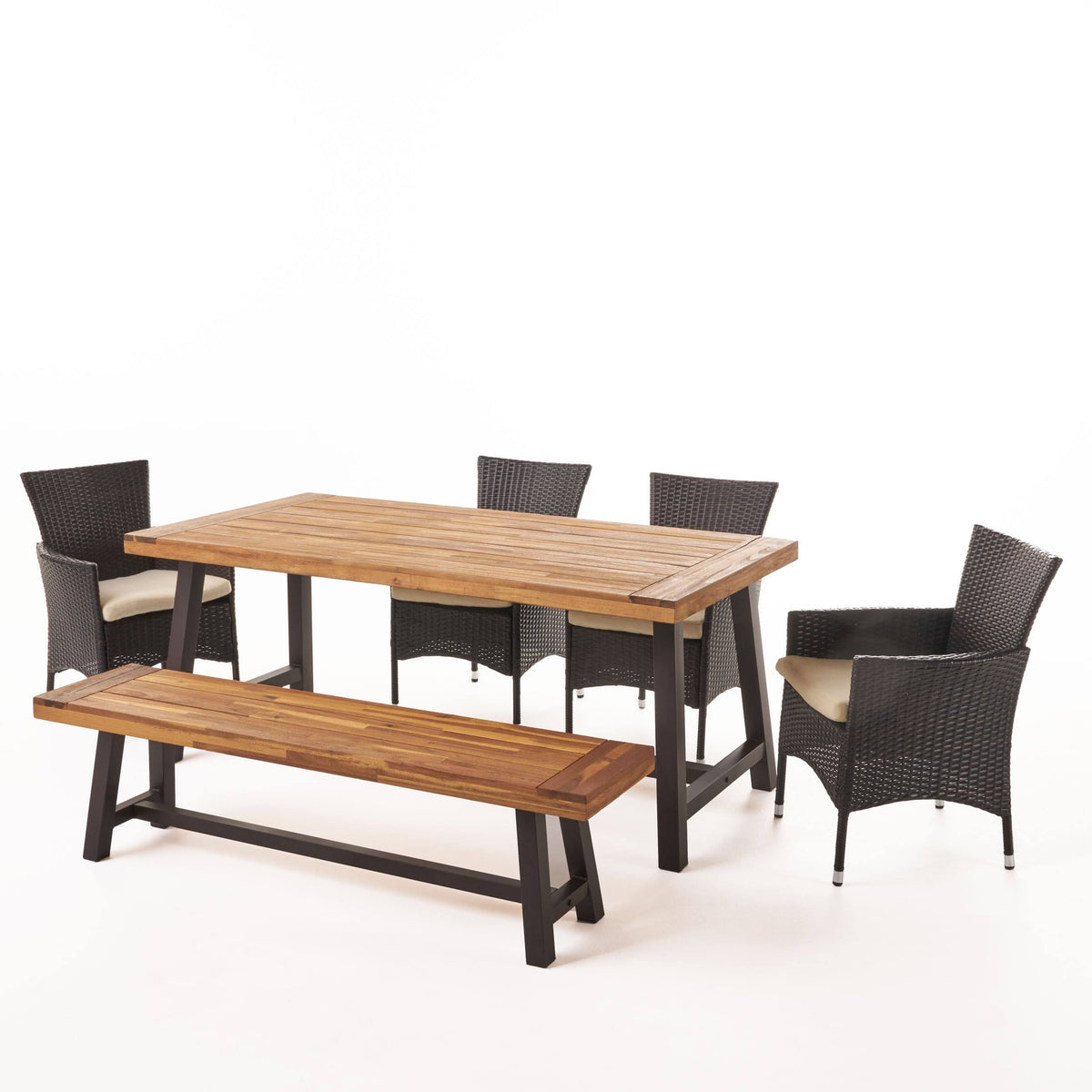6 Piece Acacia Wood Dining Set K38775