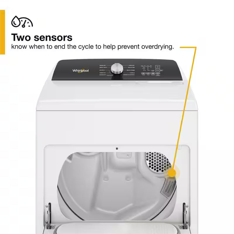 White Top Load Gas Moisture Sensing Dryer D3247