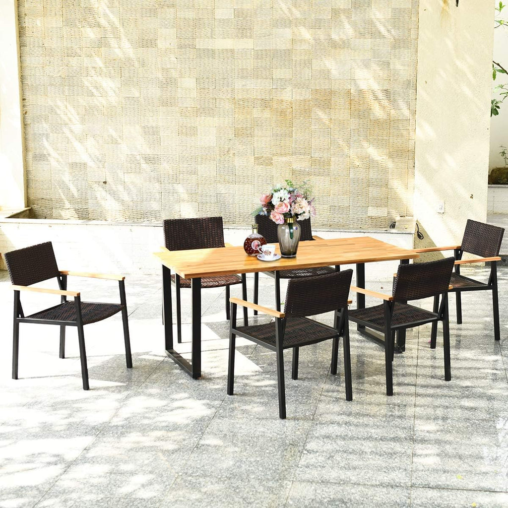 7 Pc Acacia Wood Outdoor Dining Set G38221