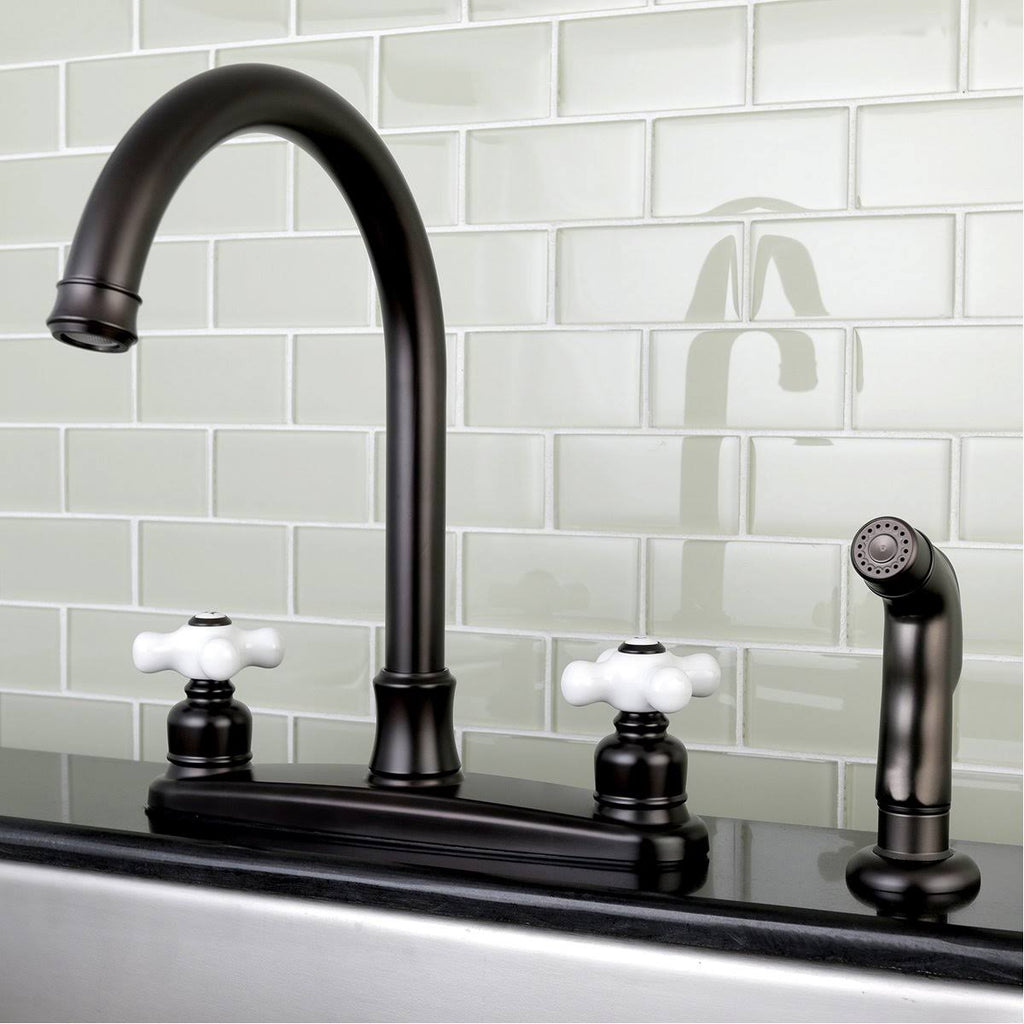 8-Inch Centerset Kitchen Faucet with Sprayer, Polished Chrome H920