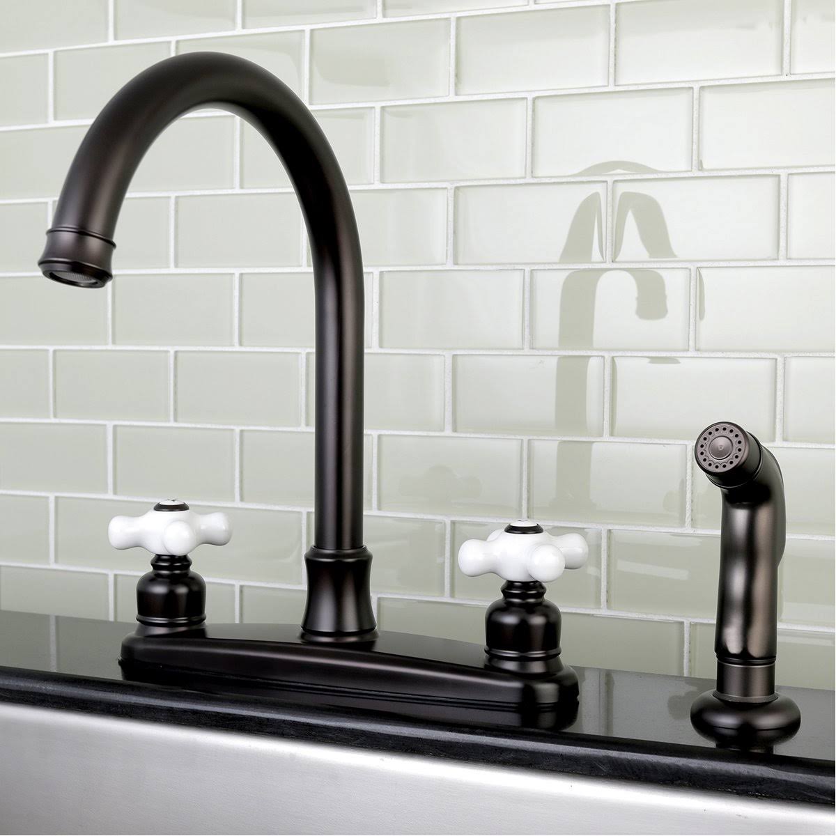 8-Inch Centerset Kitchen Faucet with Sprayer, Polished Chrome H920