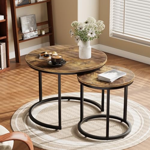 Set of 2 Round Wood Grain Coffee Table E357842