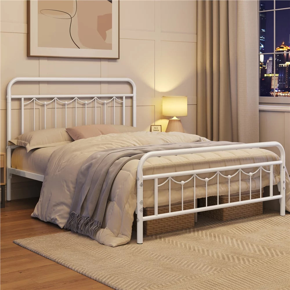 Twin Metal Platform Bed with Headboard and Footboard U149