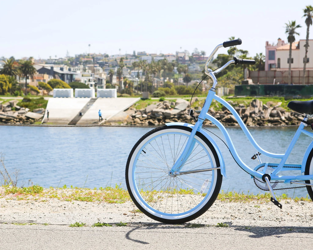 Blue Three Speed Women's Beach Cruiser Bicycle I48751