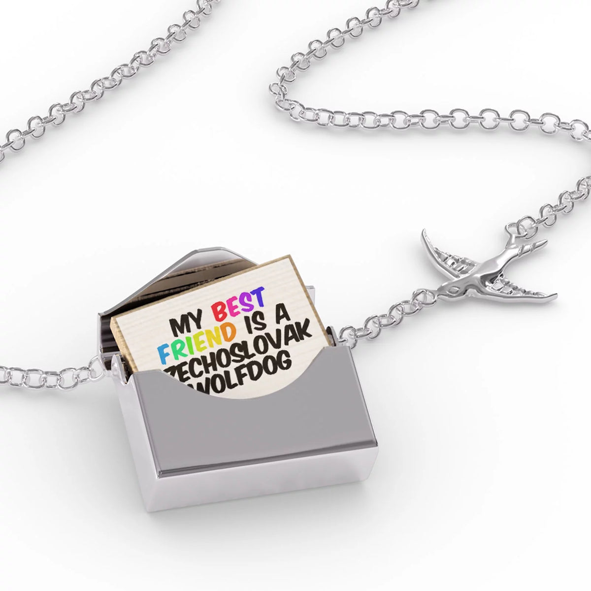 Silver Envelope Locket Necklace H1683
