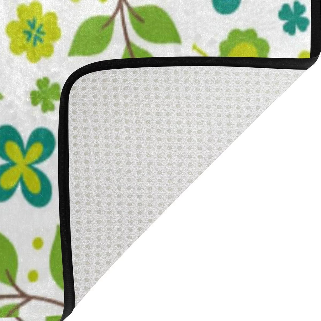 Lightweight Soft Area Rugs 60 x 39 inch Green Leaves J80641
