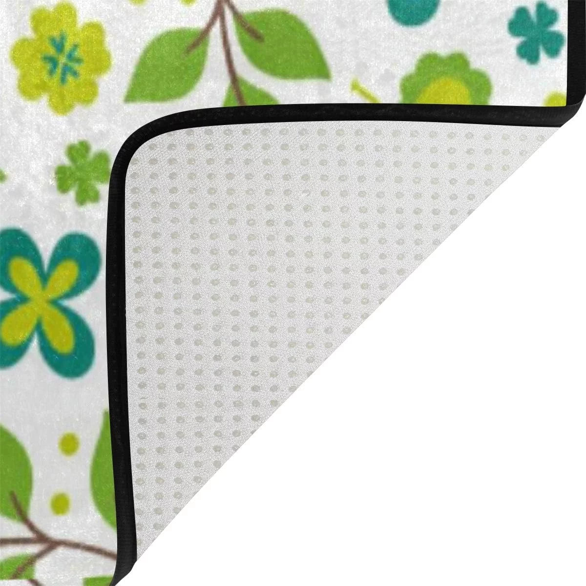 Lightweight Soft Area Rugs 60 x 39 inch Green Leaves J80641