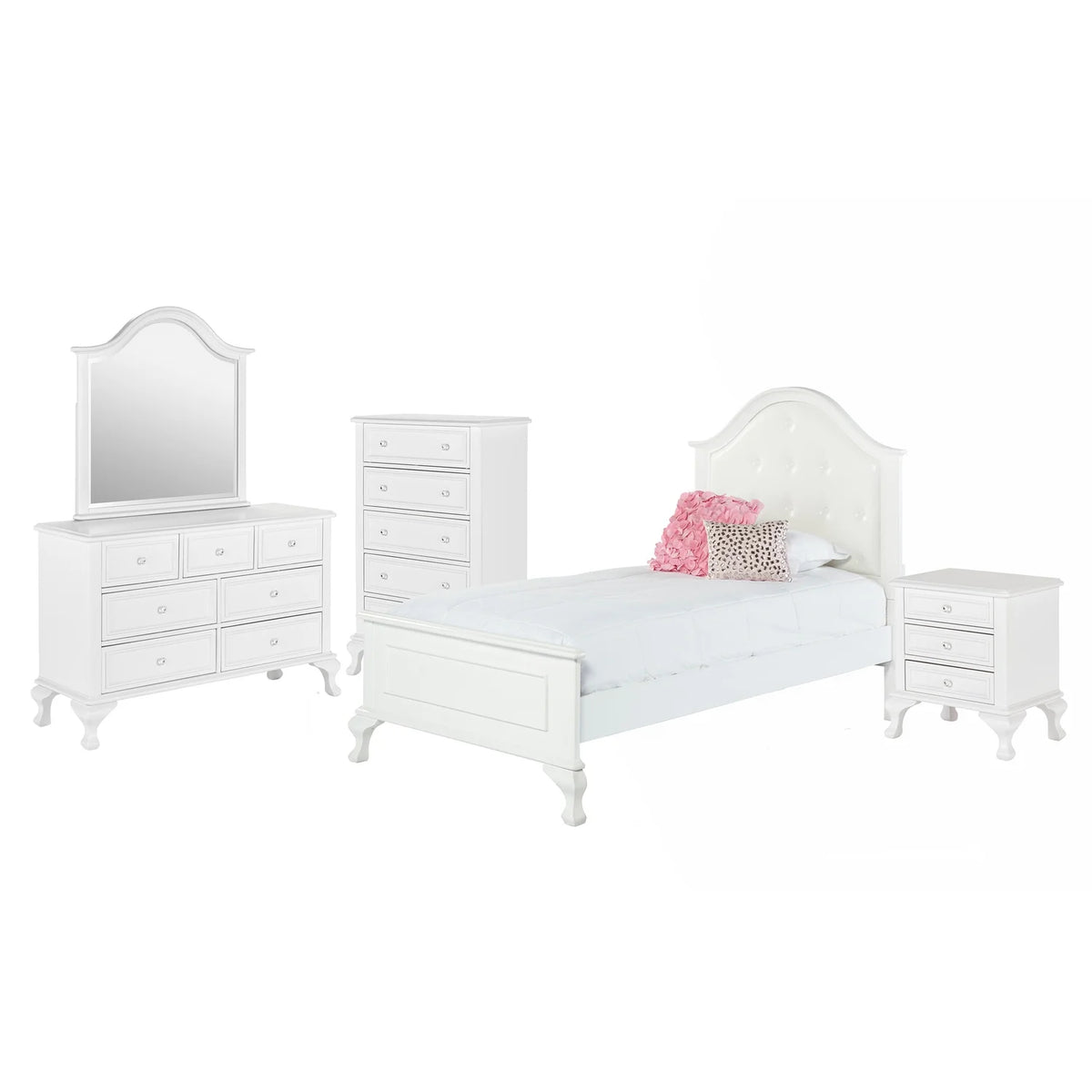 White 5 Piece Twin Kids Bedroom Set V110679