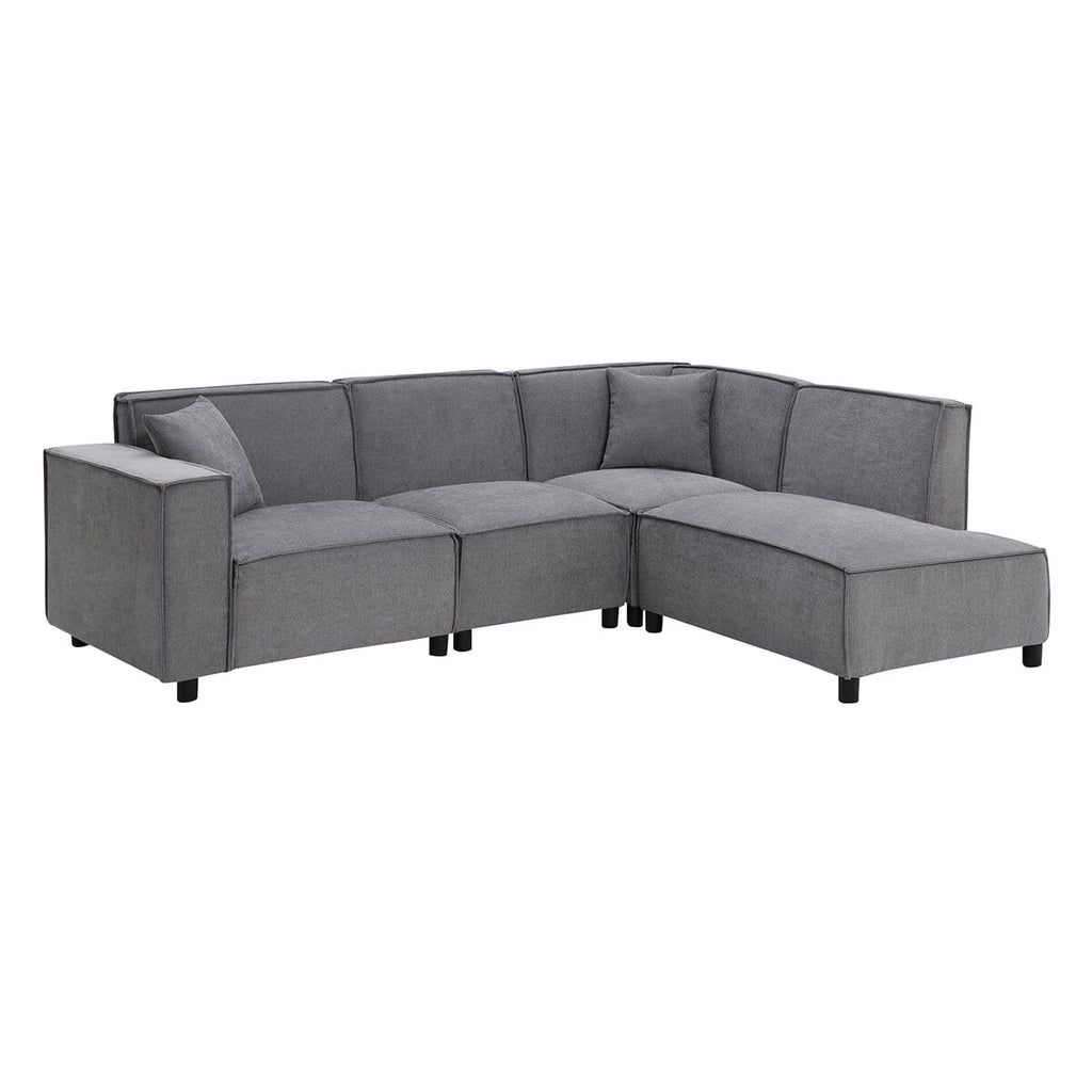 97\*74" Chenille Fabric L-shaped Sectional Sofa with Chaise Lounge J205