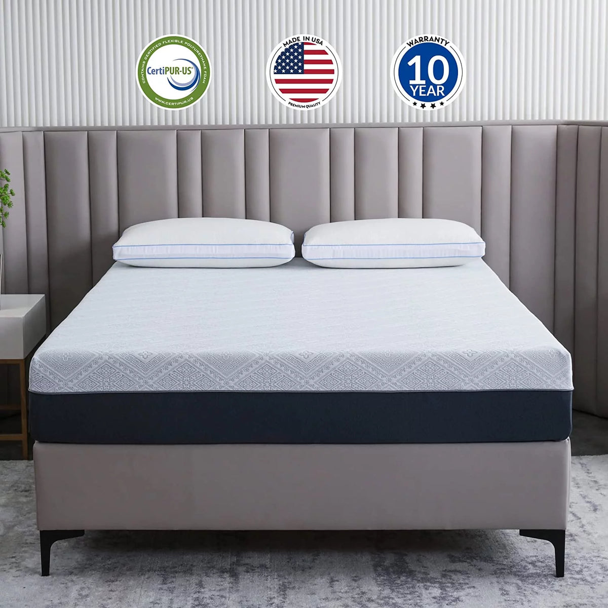 King 8 Inch Bamboo Charcoal Gel Memory Foam Mattress O7458