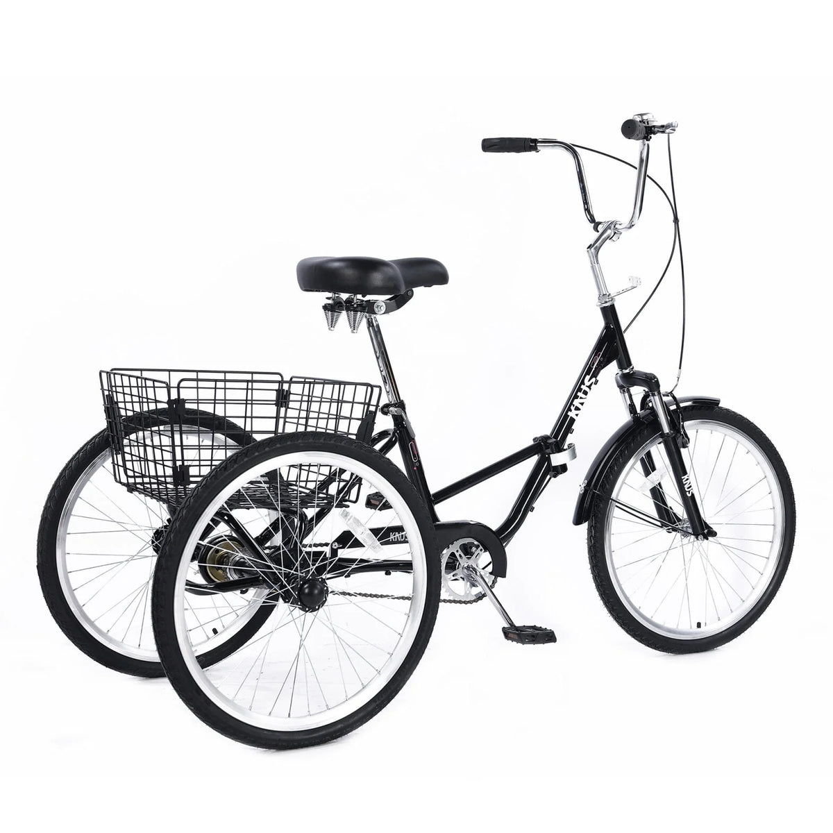 Black 3 Wheel Adult Folding Tricycle with Large Basket S369