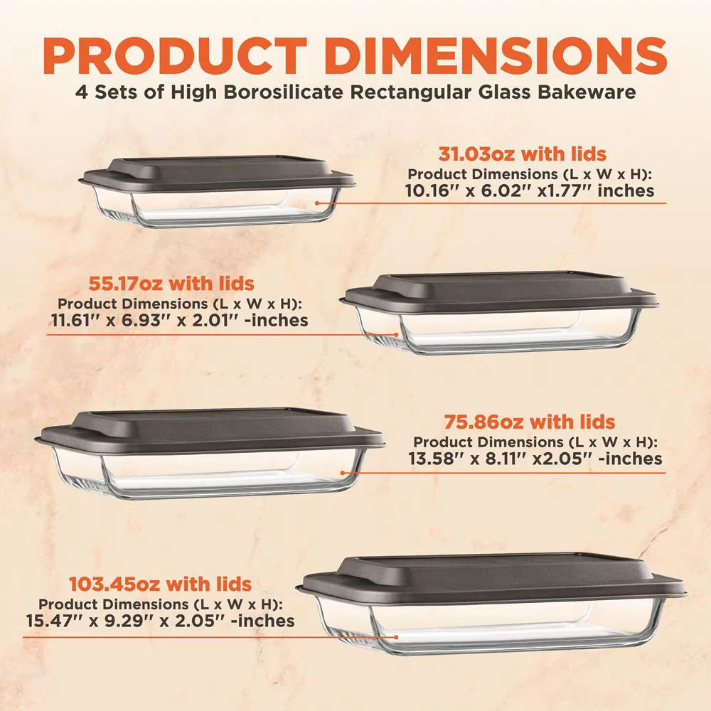 Glass Bakeware Set with PE Lid G927