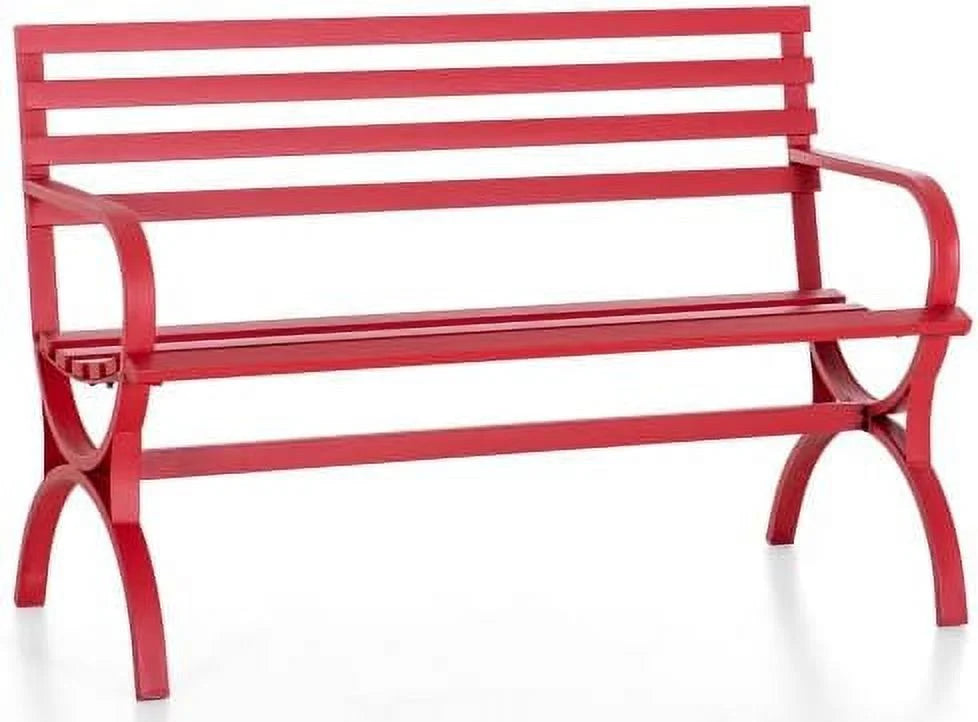Outdoor Garden Patio Bench with Backrest and Armrest Black S49273