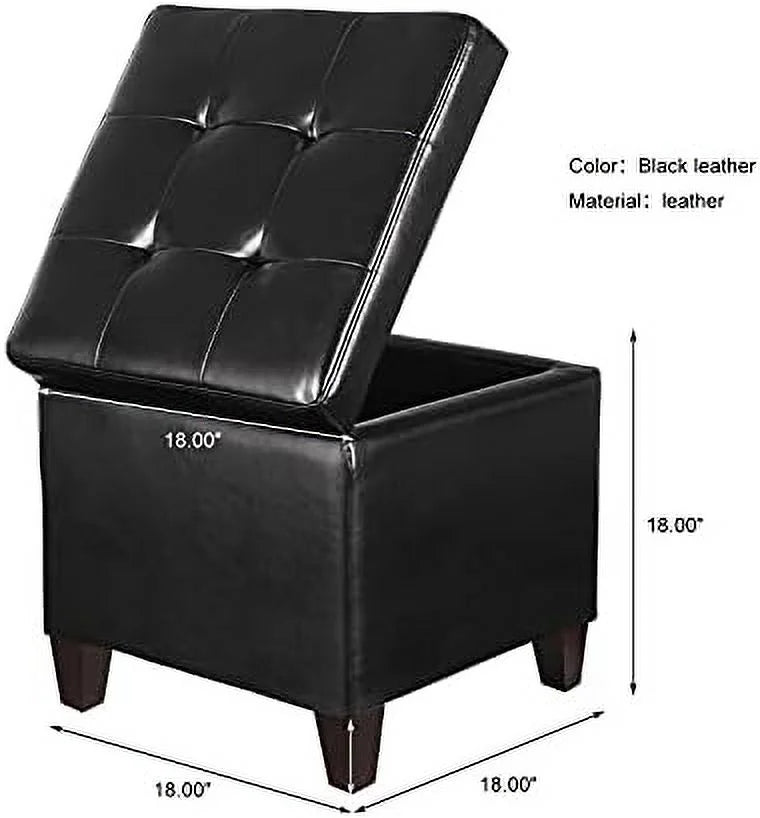 Off-White PU Leather Tufted Cube Ottoman Z208096