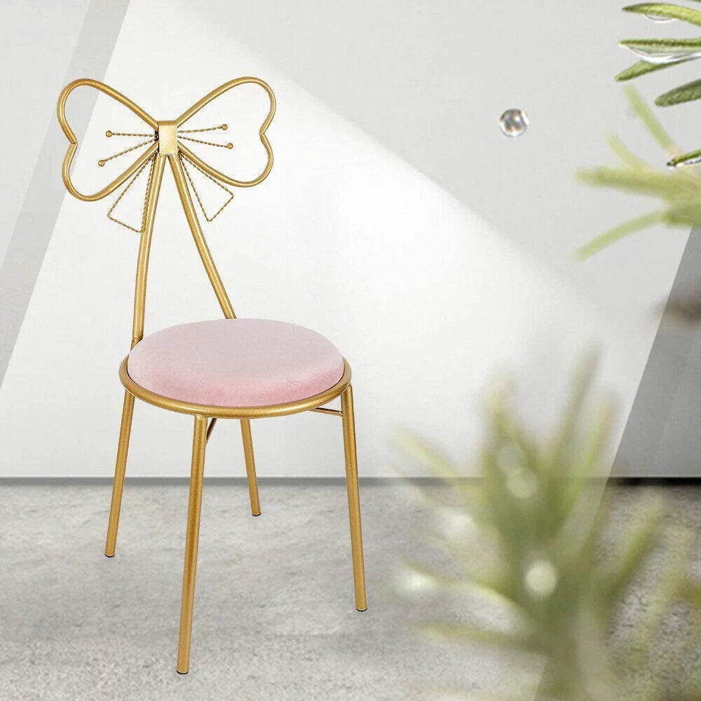 Light Pink Velvet Vanity Chair with Metal Frame C120