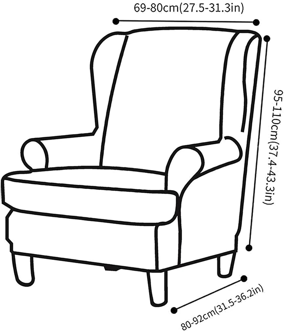 2-Piece Stretch Wingback Chair Slipcovers F4660