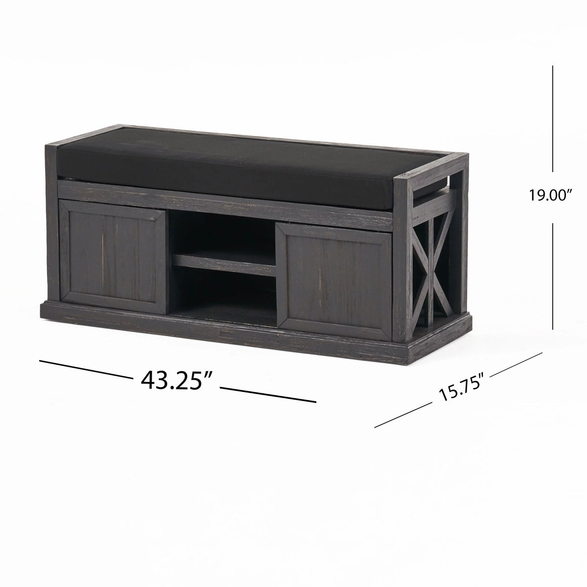 Acacia Wood Storage Bench with Cushion W438