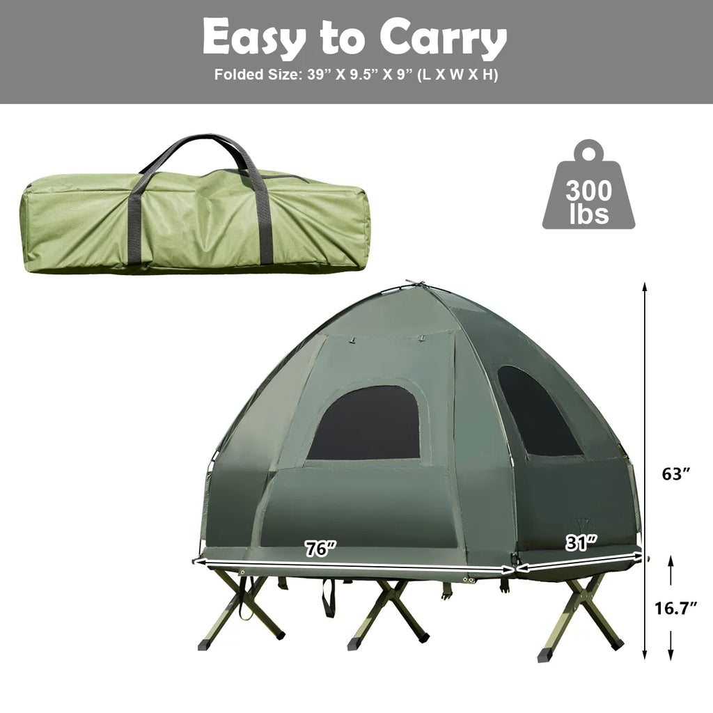 Folding Camping Tent Cot with Sleeping Bag & Air Mattress A178