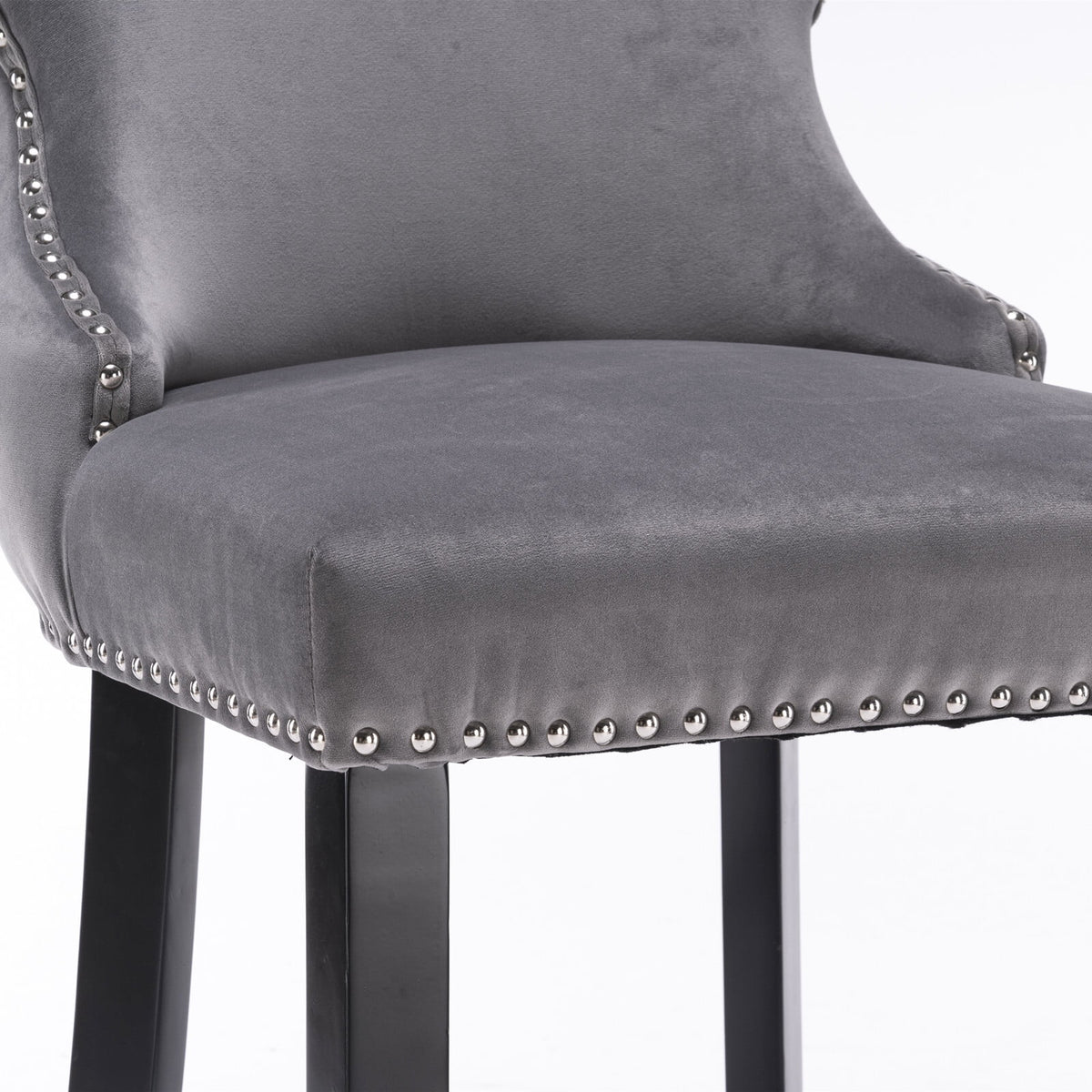 Velvet Wing-Back Upholstered Bar Stools Set of 2 with Solid Wood Legs U83451