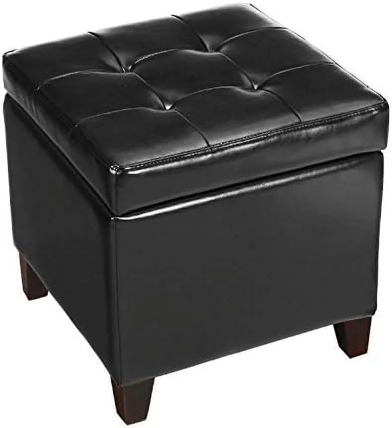 Off-White PU Leather Tufted Cube Ottoman Z208096