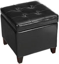 Off-White PU Leather Tufted Cube Ottoman Z208096