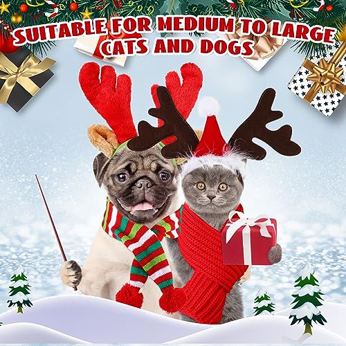 4 Pcs Dog Christmas Antlers Headband Scarf Set E5875