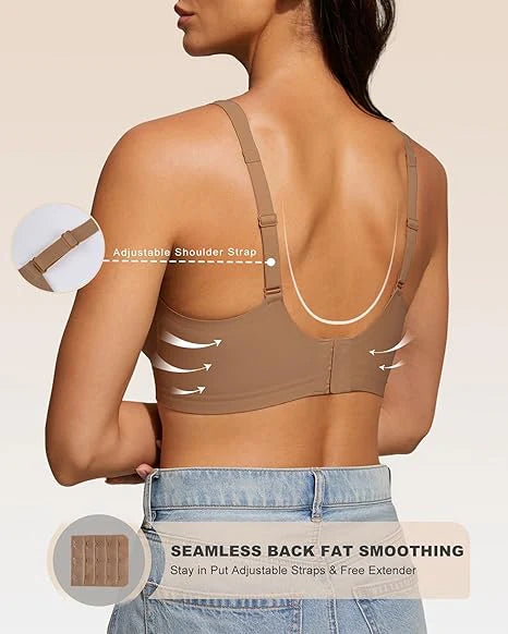 Wireless Deep V Neck Bra with Breathable Mesh Panels P7886
