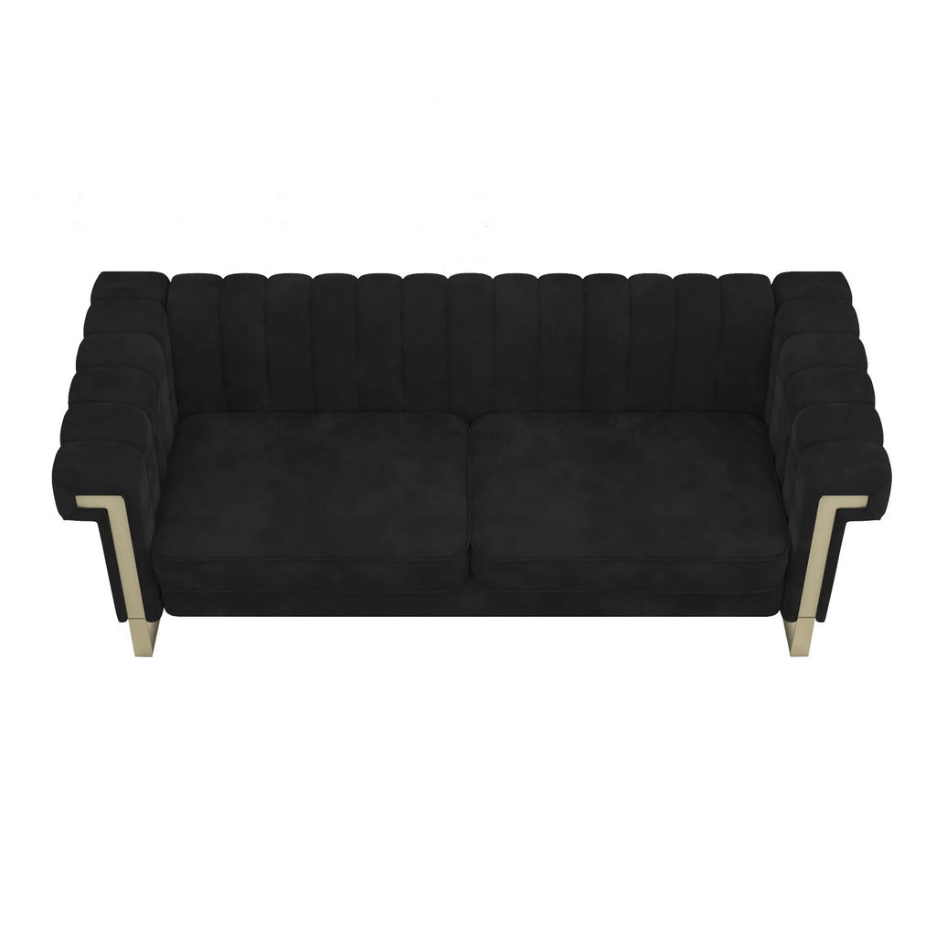 Blue Velvet Chesterfield Sofa with Gold Legs I456264
