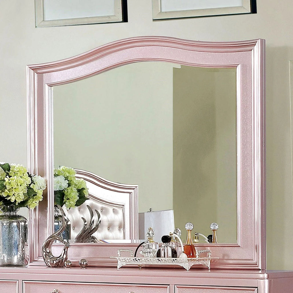 Rose Gold Twin Size Bed 6pc Set Dresser Mirror Nightstand Chest T6093